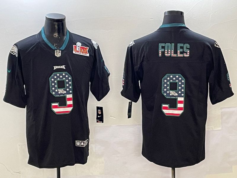Men Philadelphia Eagles #9 Foles Black National Flag 2025 Nike Limited NFL Jersey style 2111